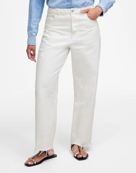 Madewell Denim - NWT Madewell The Curvy Pieced Barrel-Leg Jean Relaxed Fit In Tile White Size 30